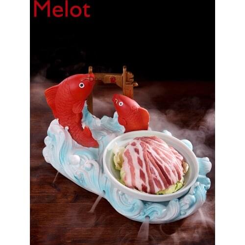 Artistic Dish Plate Decoration Artifact Special-Shaped Plate Hot Pot Restaurant Restaurant Dry Ice Smoke Tableware