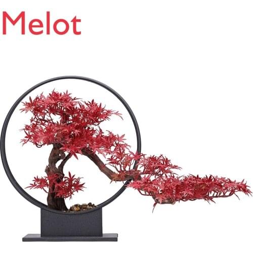 Artificial Greeting Pine Bonsai Zen Hallway Big Decorations Chinese Style Soft DecorationSolid Wood Root Carving Art Green Plant