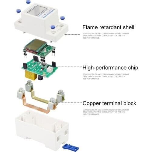 LCD Digital Power Consumption Meter Single Phase Energy Meter Watt kWh 230V AC 203C