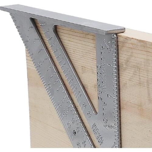 Measurement Inch Carpenter Ruler Speed Square Protractor Aluminum Alloy Miter Framing Tri-square Line Scriber Saw Guide