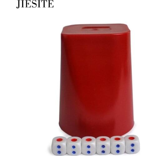 JIESITE Thickened Plastic Dice Cup With 6pcs White Dice KTV Bar Plastic Colorful Gambling Casino Carving Patterns