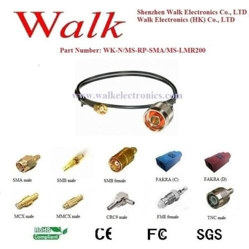 N male RP-SMA male LMR200 cable, SMA N LMR200 cable, LMR200 extension cable
