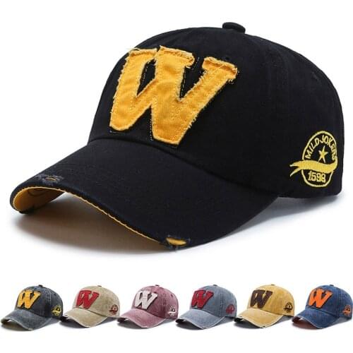 Fashion Brand Cap Cotton Letter W Baseball Cap Men Women Retro Bone Gorras Curved Fitted Washed Hip Hop Snapback Hats Dad Hats