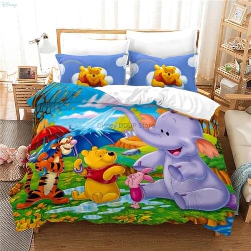Disney Winnie The Pooh Bedding Set Duvet Cover Pillowcases for Kids Children Bedroom Decor Boys Girls Single Double Size Bed Set