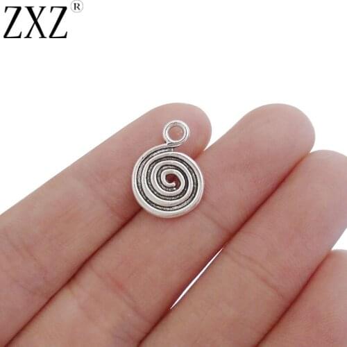 ZXZ 30pcs Spiral Swirl Vortex Round Charms Pendants Double Sided Beads for Jewelry Making Findings 18x13mm