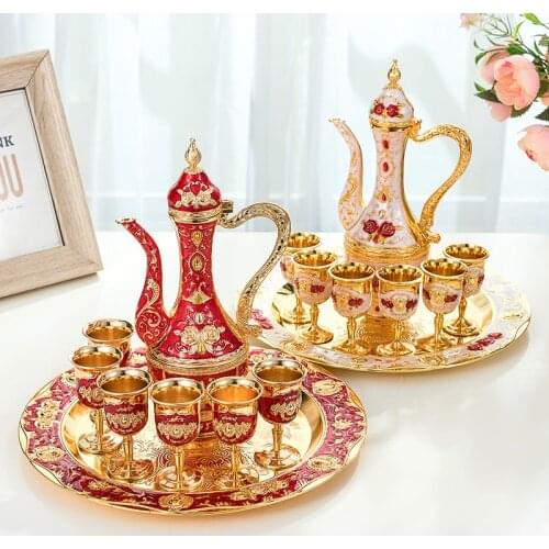 Metal Wine Set Liquor Tray Gift Russian Wine Set High-End European-Style Antique Zinc Wine Jug Wine Glass