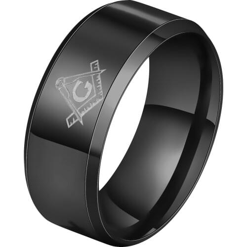 AsJerlya Freemason Ring Men Masonic Ring Vintage Gold Silver Black Ring Free mason Signet Finger Jewelry Alloy AG anillo hombre