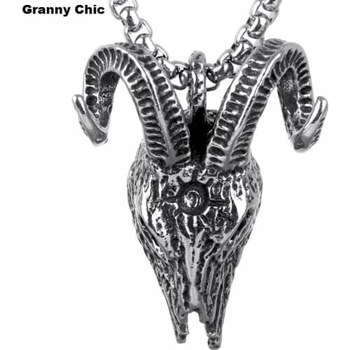 Granny Chic New Cool Mens Silver/Gold Stainless Steel Animal Skull Pendant Box Necklace Free