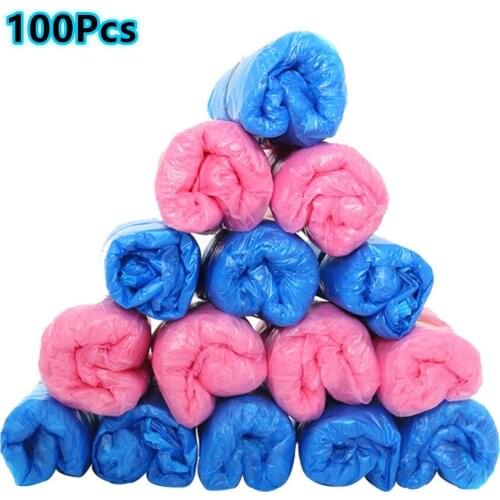 100pcs Household Disposable Shoe Cover Waterproof Dustproof Thickened Plastic Hygienic Boot Cover Indoor Carpet Protection Cover