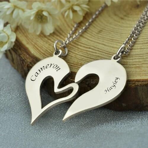 Customize Name Necklace S925 Silver Heart Puzzle Pendant Necklaces Set Friendship Lover Pendant Graduation Jewelry Dropship