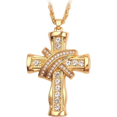 Hip Hop Jesus Cross Necklace New Crystal Diamonds Cross Pendant Necklace Tide Iced Out Pendant