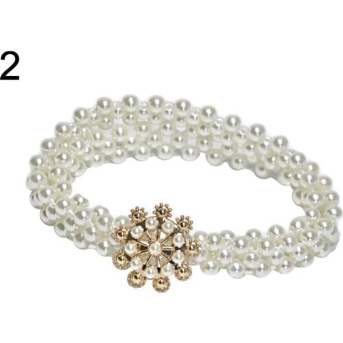 Belts Fashion Women Rhinestone Heart Star Faux Pearl Thin Waist Belt Elastic Waistband Wom Jeans Dress Belt ens decorative belt