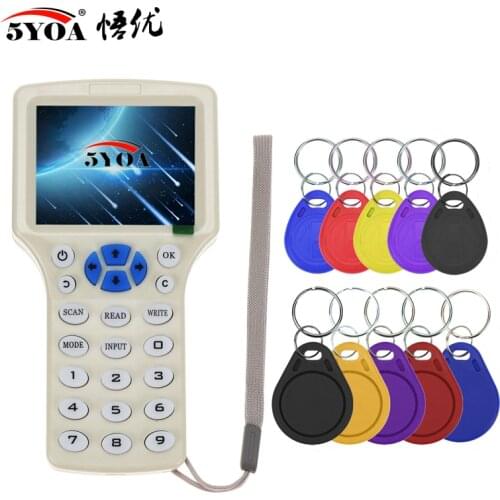 RFID Copier Writer Readers Duplicator 125KHz 13.56MHz USB Programmer NFC Smart 10 Frequency Key fob Cards Reader UID Decoder