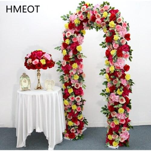 Custom Luxury Rose Artificial Flower Row Outdoor Wedding Arch Decor Flower Arrangement Party Scene Layout Window Display Floral