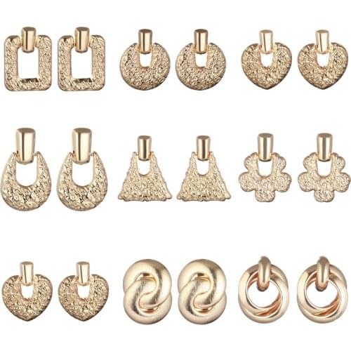 LOVBEAFAS Big Vintage Earrings for Women Gold Silver Plated Geometric Statement Earring Metal Earring Hanging Fashion Jewelry