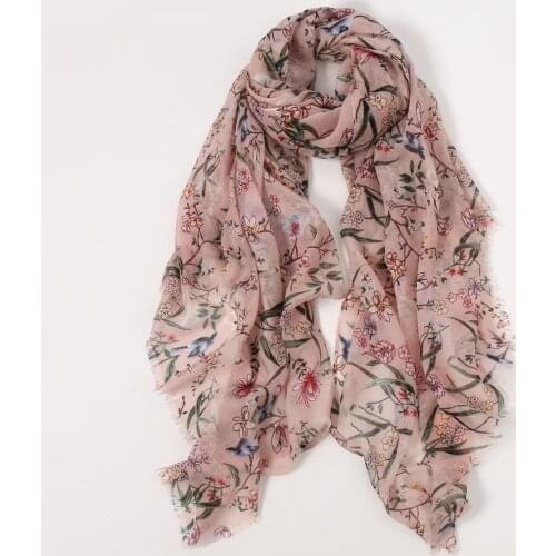 2021 Spring Flower Print Fringe Scarf Shawls Long Soft Beach Ombre Floral Wrap Hijab Scarves 2 Design Free Shipping