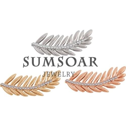 Somsoar Jewelry PALM LEAF with Clear Crystal Charms fit Leather Charm wrappable Bracelet as Gift 10pcs/lot