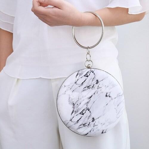 New Women Messenger Bag Brand Fashion Round Wallet Ink Print Lady Shoulder bag Hoop Portable Crossbody Marble Clutch Handbag