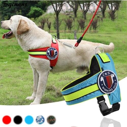 Reflective Medium Large Dog Vest Harness for Big Dogs Golden Retriever Pitbull Harnesses Pet Working Chest Strap Dog Chain Leash