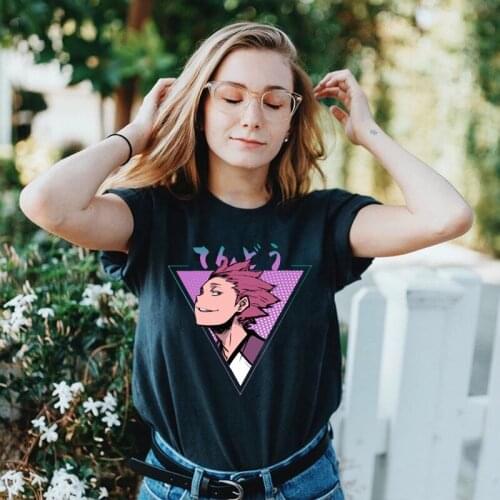 Funny Cool Haikyuu Japan Anime Womens Clothes Satori Tendou Graphic Fashion Cotton Harajuku Hip Hop Summer Loose Manga Tee