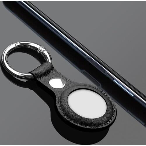 For Apple Airtags Leather Case Keychain Protective Sleeve For Airtag Tracker Locator Device Anti-lost Waterproof Case For Airtag