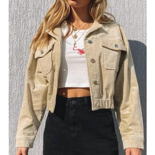 2021 New Fashion Women Autumn Spring Jacket Solid Color Turn-Down Collar Long Sleeve Single-Breasted Short Coat Ladies Jackets