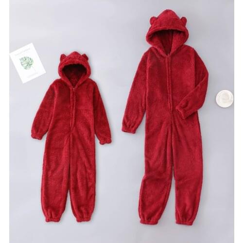 Girls Boys Winter Long Sleeve Onesie Pajamas Plush Jumpsuit Children Winter Zipper Pajamas Ashion Solid Color Romper Homewear