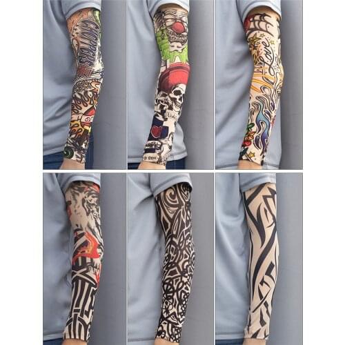 1pcs Tattoo Arm Warmers Set Seamless Sleeve Men and women Riding Driving Ice silk Sunscreen Ice Sleeve Summer Sun UV Protection