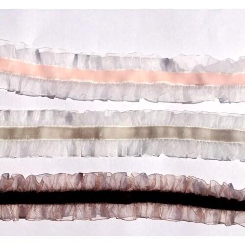 Pink 1 Yard Chiffon Lace Design Girl Princess Clothes Baby Hat Bag Elastic Lace Accessories Hand-Sewing Clothing Accessories