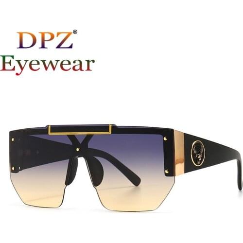 2021 New Luxury Modern Oversized Square Frame One-Piece Sunglasses Fashion Men Women Retro Brand Design Sunglasses Oculos De Sol