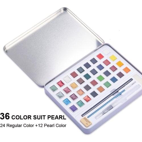 36 Mixed water colors normal and glitter colors acuarela watercolor paint set kids