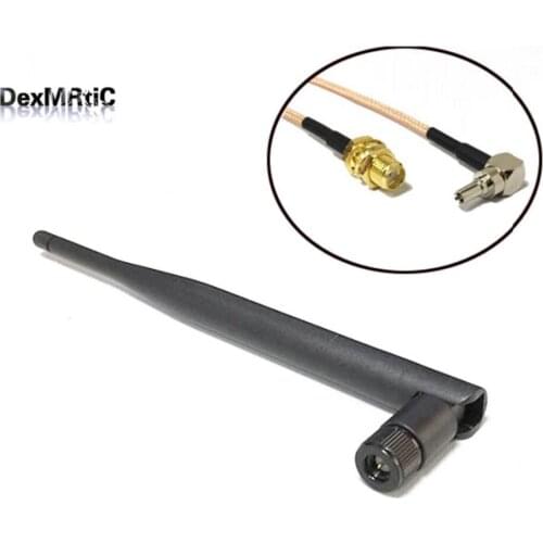 3G Antenna Rubber 5dBi 850/900/1800/1900/2100 MHZ SMA Male Connector + SMA Female Connector To CRC9 Male Connector RG316 Cable