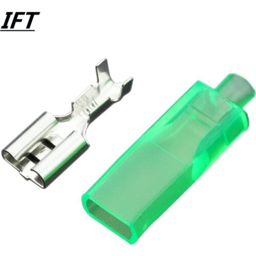 50 sets 6.3 Plug spring Connector 250 green sheath DJ7013-6.3-21 cold-pressed terminal 0.5-1.5mm2