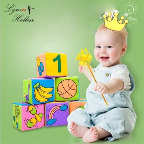 6pcs/set 7cm Baby Rattle Stuffed Plush Doll Block Blocks Toy Puzzle Squeaker Toys Bell Ring Squishy slime Infant Puppet