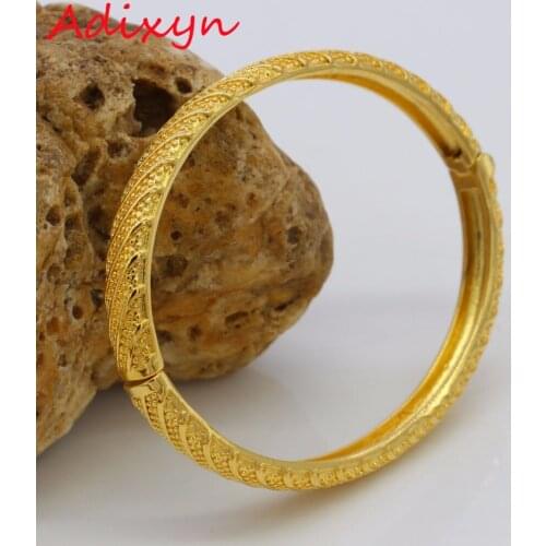 Adixyn Ellipse Gold Dubai Bangles For Women Girls Gold Color Ethiopian/African/Arab Bracelet/Bangle Gifts N012010