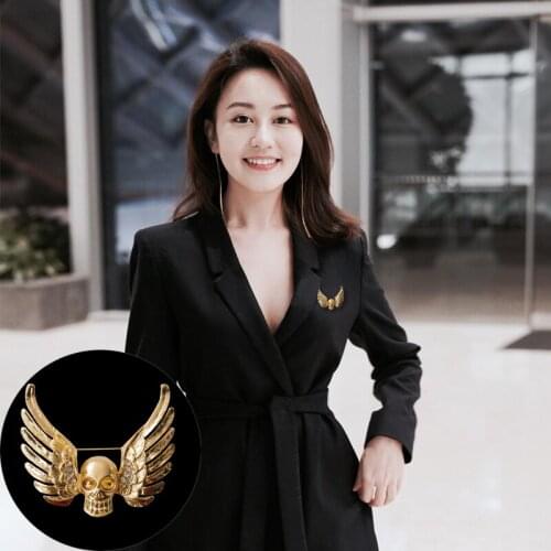 DIY Vintage Brooch Pin For Women Men Couple Golden Skull Wings Punk Temperament Charm Jewelry Gifts Dropshipping 2019 New