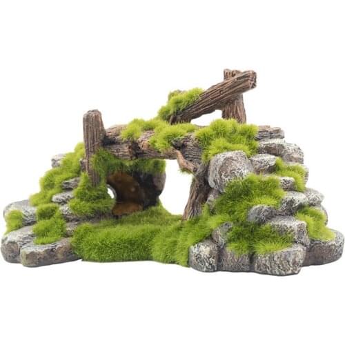 Aquarium Resin Moss Bridge Fish Cave Tortoise Cylinder Landscape Rockery