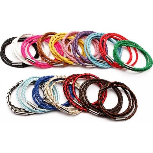 Colorful Fashion PU Braided Leather Bracelet Men Bracelet for Women Jewelry Multilayer Leather Clasps Charm Bracelet