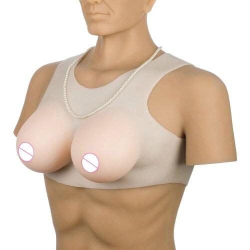 C cup Fake breasts Open back short round neck solid half body Wearable Fake Boobs Forms Transgender Shemale Crossdresser 1600g