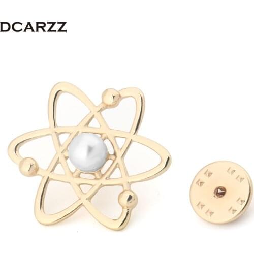 DCARZZ Atom Melecule Science Pin,the Pearl Science Symbol Brooch,Proton Neutron Nucleus Jewelry Gift for Nerd,Geeks,Scientists