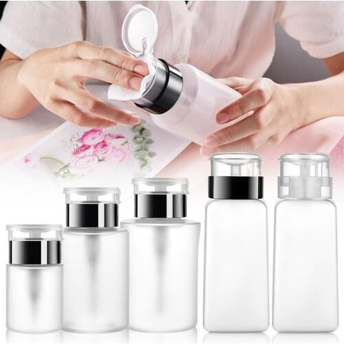 50/250ml Empty Press Nail Bottle Pump Dispenser Plastic Polish Portable Liquid Makeup Remover Cleaner Manicure Tool With Lock