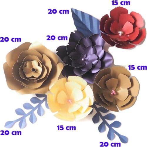 DIY Artificial Flowers Fleurs Artificielles Backdrop Giant Paper Flowers 5PCS Paper Leave 3PCS Wedding Party Decor Baby Shower