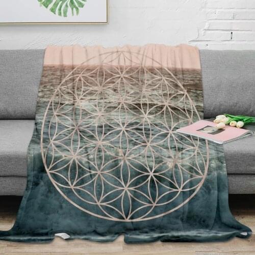 BIGHOUSES Mandala Flower of Life Sea Throw Blanket Warm Microfiber Blanket Flannel Blanket Bedroom Decor Blankets For Beds