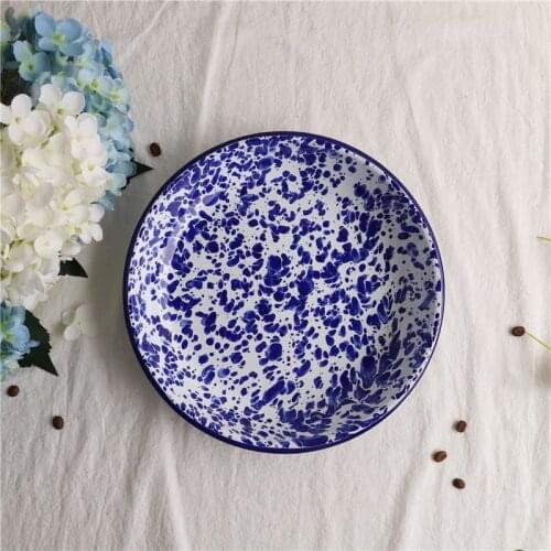 Exported to UK Thickened Splash-Ink Enamel Deep Dish Soup Plate Enamel Baking Tray Pasta Dish