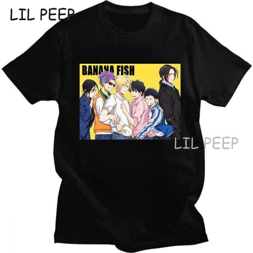 Anime Banana Fish Shirts Short Sleeves Mens Tops Casual T Shirts Harajuku Mens cotton t-shirt manga black streetwear clothes
