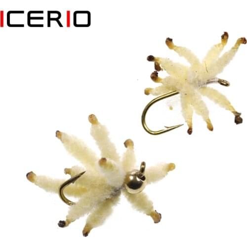 ICERIO 8PCS White Maggots Cluster Worm Bait for Trout Carp Perch Fishing Fly Insect Lures