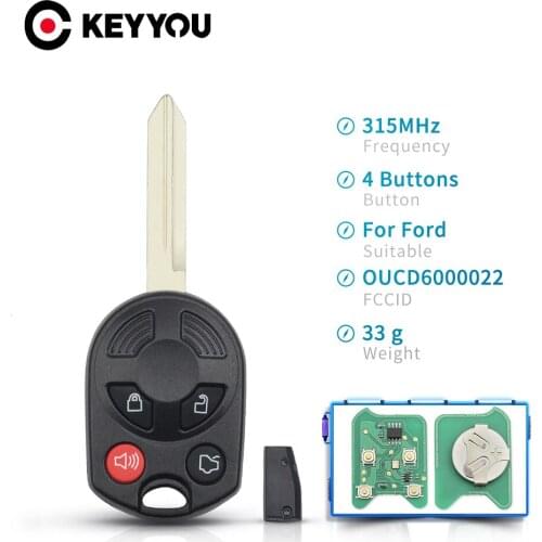 KEYYOU For Ford OUCD6000022 Remote Car Key For Ford C-Max Escape Focus Lincoln Mazda Mercury 315Mhz Transmitter ID63 80bit Chip