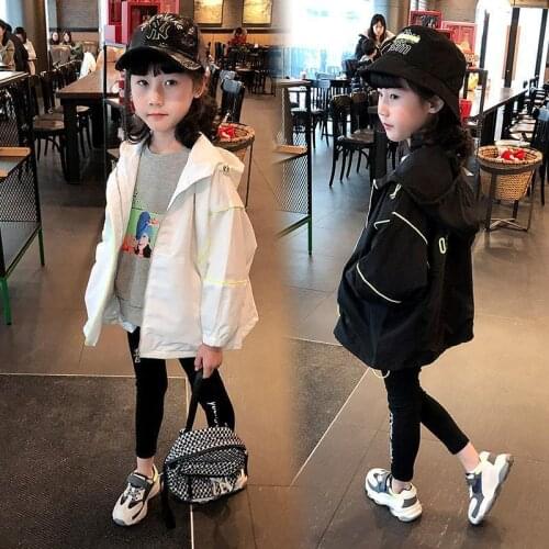 Spring And Autumn Girls' Hooded Jacket, New Medium And Big Kids' Jacket, Childrens Loose Jacket, Suitable For 3-13 Years