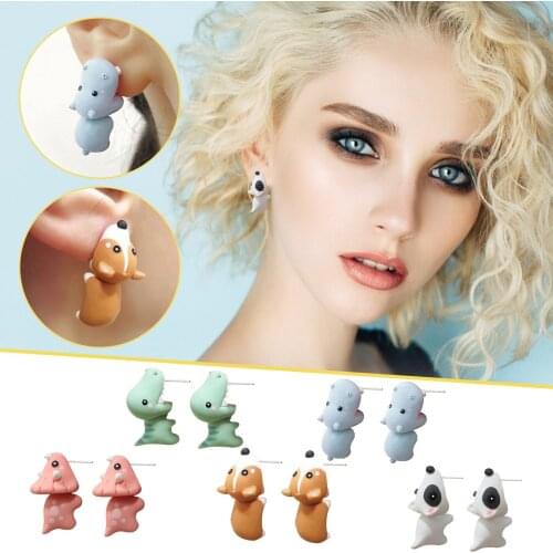 Cute Polymer Clay Mini Animal Stud Earrings For Women Handmade 3D Cartoon Colorful Jewelry Gift For Girl Boucle Oreille Femme N