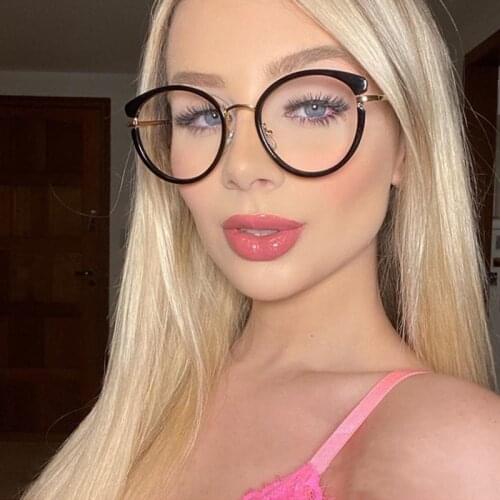 Fashion anti blue light glasses UV400 protection Optical Glasses Frame Women Female Designer Clear round computer glasses